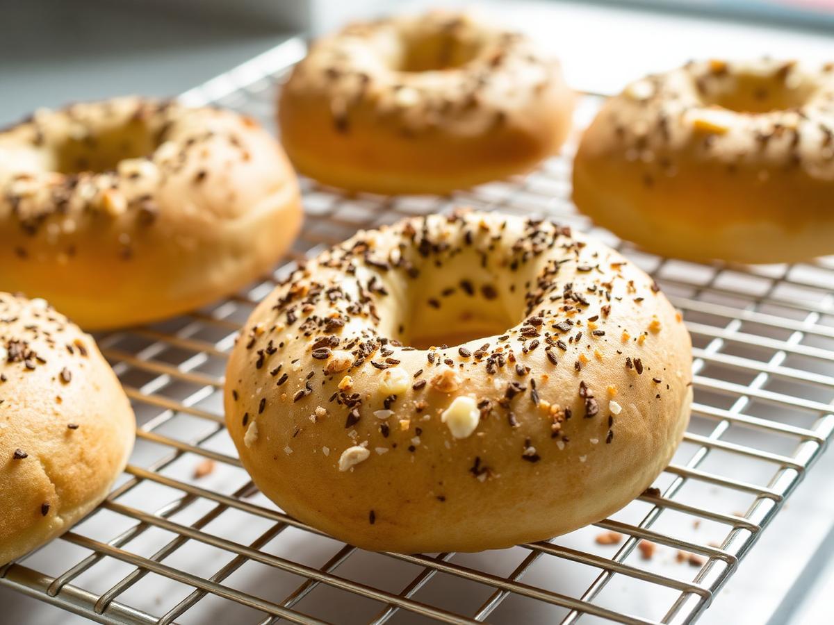 Two-Ingredient Protein Bagels served on a white plate, photographed from above